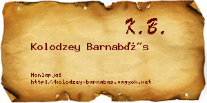 Kolodzey Barnabás névjegykártya